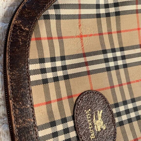 Vintage Burberrys’ cosmetic or travel pouch nova check beige /brown plaid - Picture 10 of 12